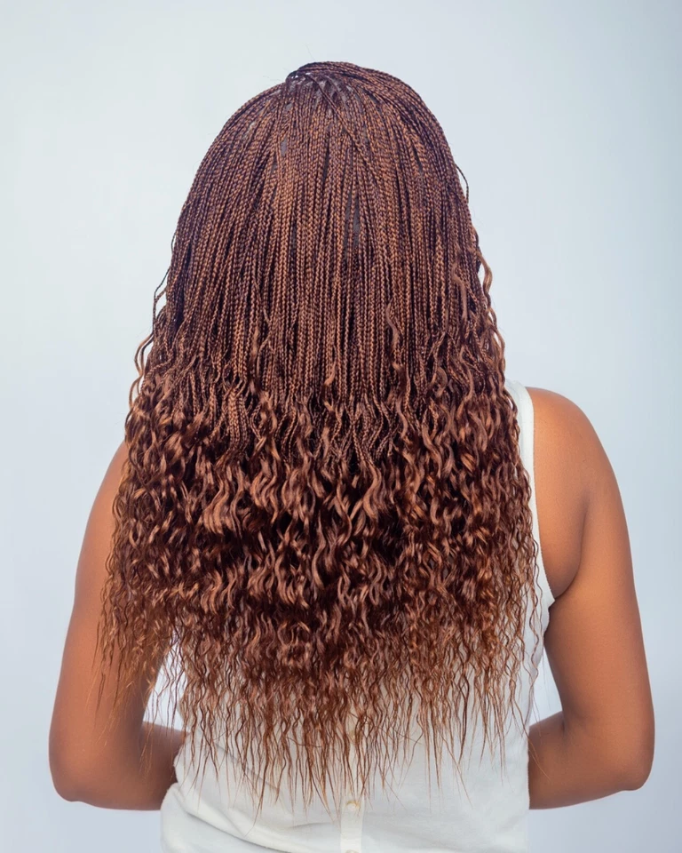 Peluca trenzada onda de agua. Hecho en una peluca de encaje completo.El largo es de 22 pulgadas de largo Foto 3 de 4