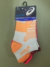 New Asics Unisex Quick Lyte Single Tab 3 Pk. Multi-Sport Socks.
