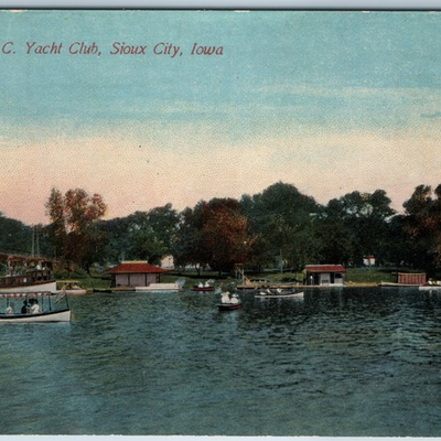 #ad #ad c1910s Sioux City IA S.C Yacht Club People Boat Water Steam Park Bridge PC A200 $6.82