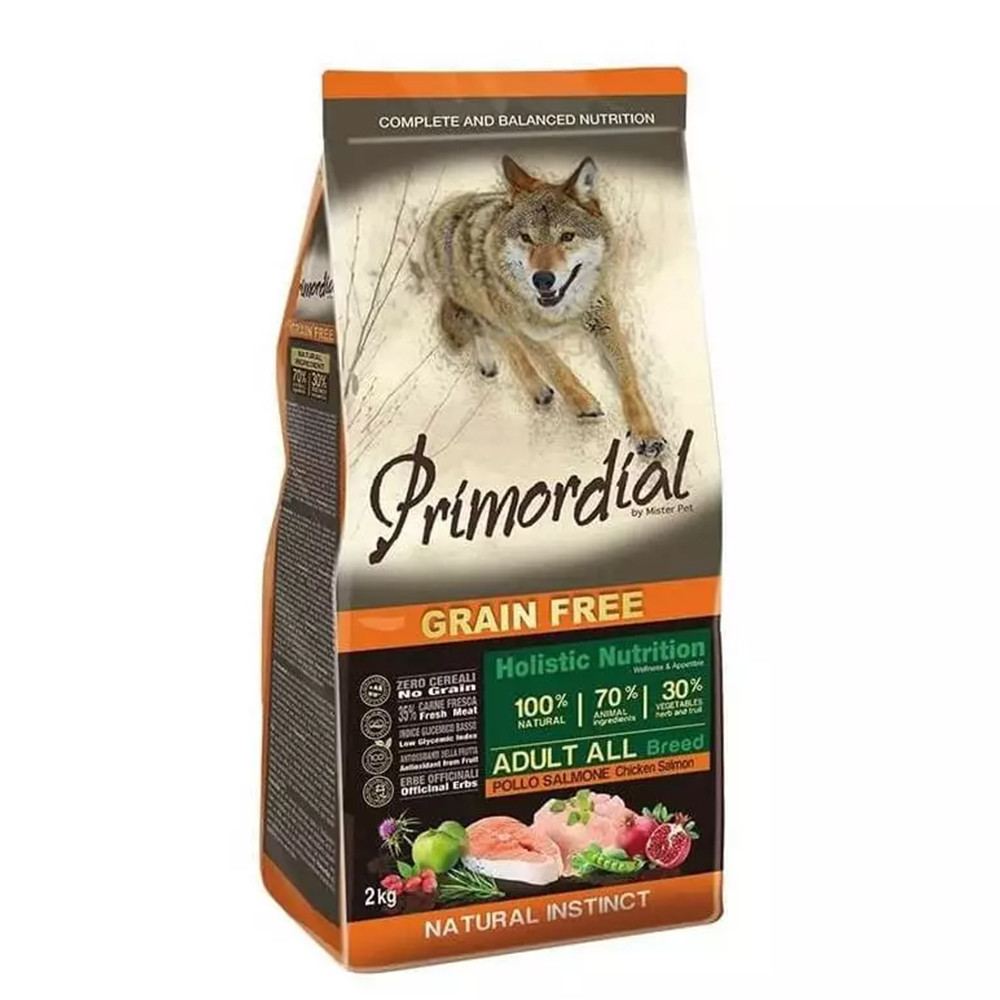 Primordial Pollo e Salmone 12kg: Crocchette Grain Free Cani Adulti