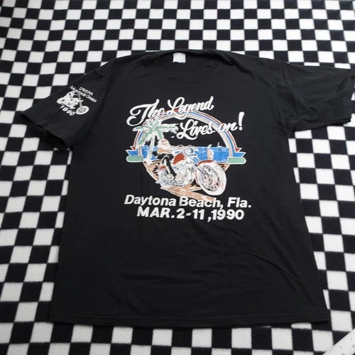 Harley Bike Week 1990 Daytona Beach Robison Double Sided T Shirt L Vtg