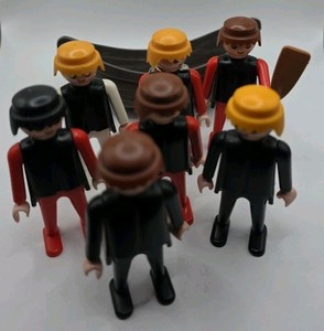 Vintage 1974 Playmobil Geobra Lot of 7 People Figures w/ Boat