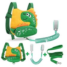 Toddler Harness Leash with Anti Yellow/Green Spotted Brachiosaurus, Green Link