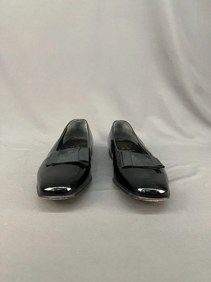 VTG Church's Black Patent Leather Loafers with Black Bow Size UK 100D US 11 (402 - Image 2 of 4