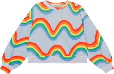 Molo Girls 5 Sweatshirt Crew Neck Pullover Organic Cotton Rainbow Waves Oversize