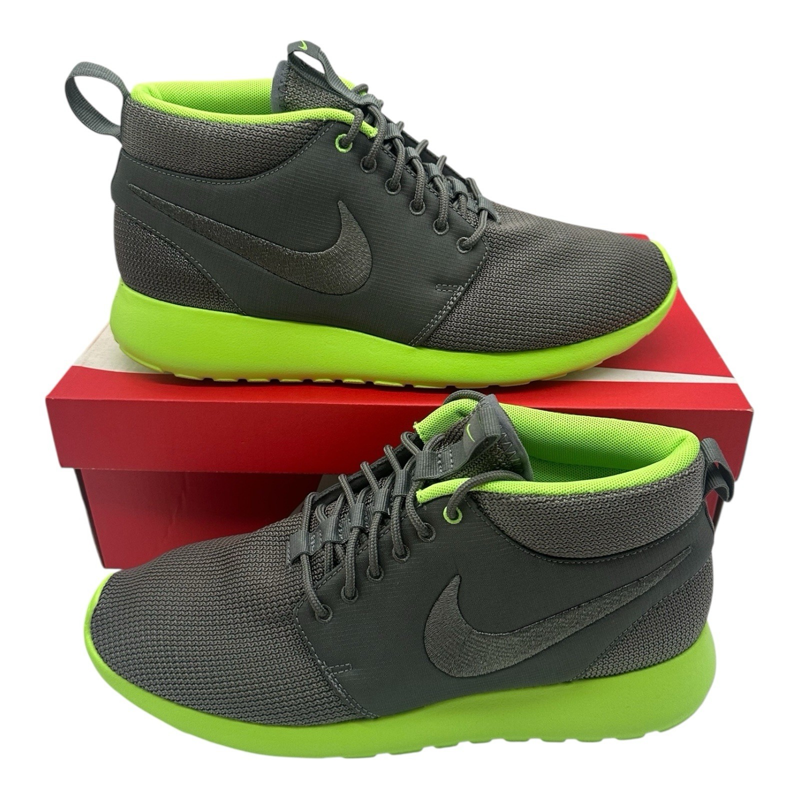 Nike Roshe Run Mid Running Shoes Mens Sz 10 Mercury Grey/Fla