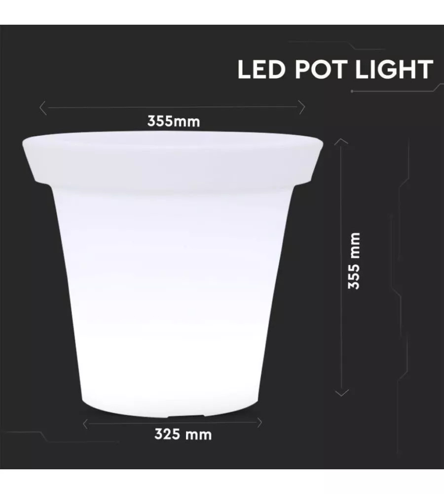 Vaso Luminoso LED 35,5x32,5 cm RGBW IP54 | Alta Resistenza e Durata - 4