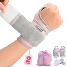 Wrist Brace 2 Pack Adjustable Right Left Hand Pink Wrist Support Wraps