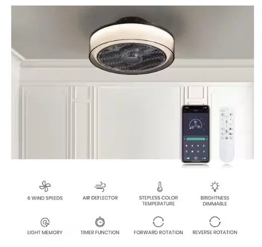 ANTOINE 16 in. Smoky Gray Low Profile Ceiling Fan w/ Dimmable LED Light & Remote - Image 2 of 4