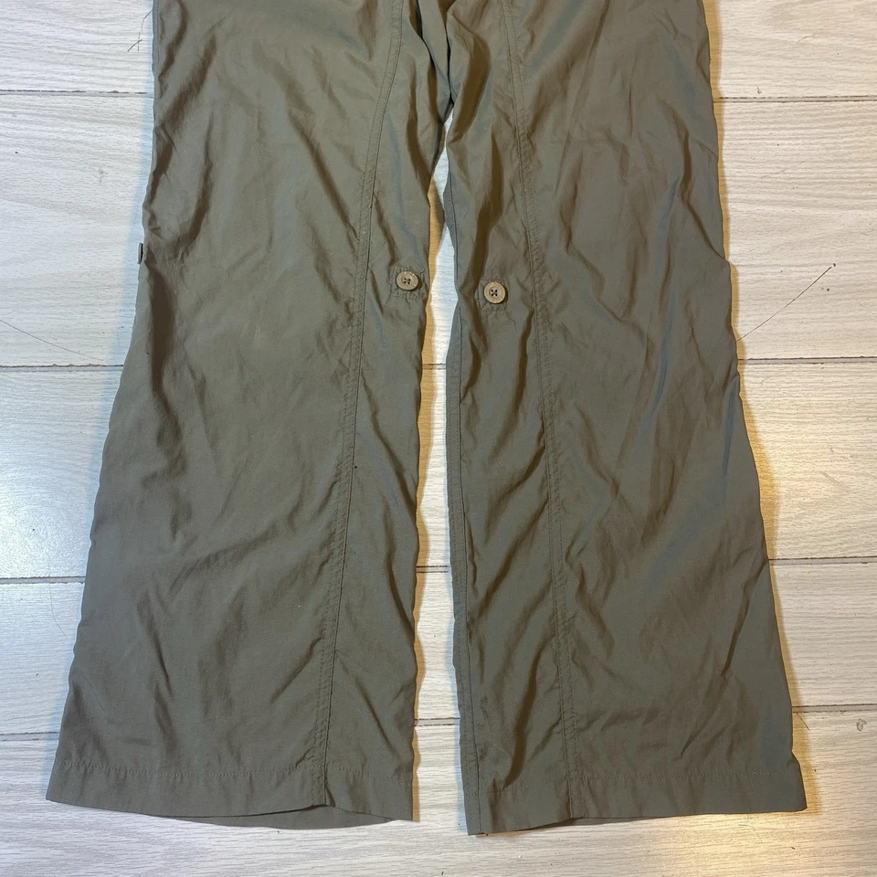 North Face Pants Womens sz 8 StraightLeg Cargo Pockets Lightweight  Zip Green - Image 3 of 4