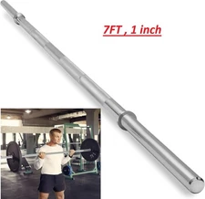 Fitness Weight Bar 7FT Barbell 1 Inch Solid Chrome Workout Exercise Lifting