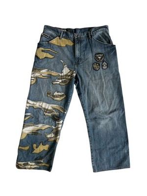 RARE EMBROIDERED CAMO ECKO GRAIL Y2K Jeans Men's Size 38x30 Baggy Wide Leg