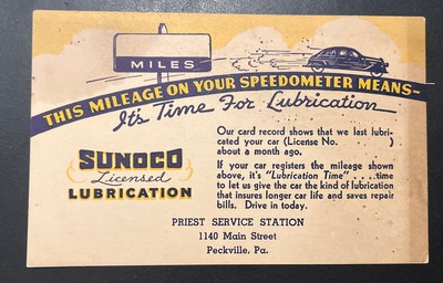 1930's Sunoco Oil Company Lubrication postcard - Peckville, PA
