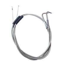 59" Stainless Steel Motorcycle Throttle and Idle Cable Wire Kit with 90 Elbow...