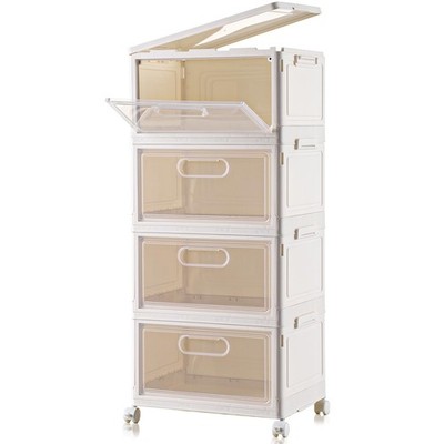 4-Tier Stackable Storage Bins with Lid, 23QT Storage Containers,Clear Foldabl...