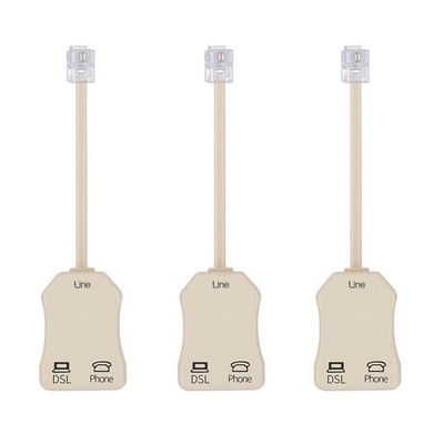 3 PCS RJ11 6P2C DSL Filters BuiltIn Splitter Male To 2 Female Telephone Modem