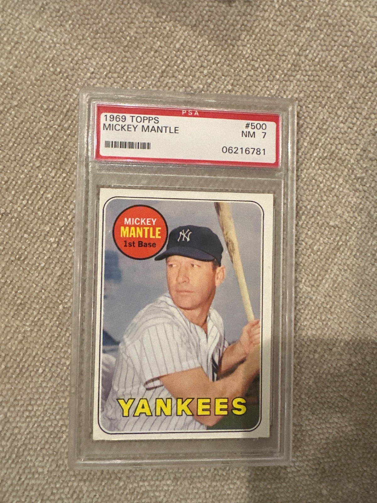 1969 Topps Mickey Mantle PSA 7 #500 name in yellow