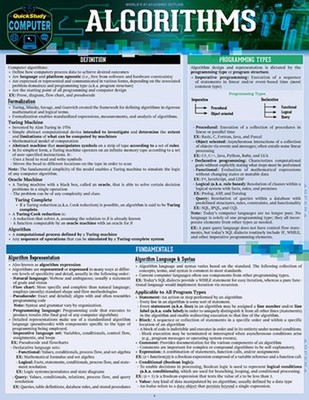 Algorithms: A Quickstudy Laminated Reference Guide by Babak Ahmadi Paperback Boo