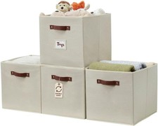 Beige), 13x15x13 Storage Cube Bins with Labels for Organizing Shelves Kalla