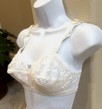 Vtg New 30CC LADY CAMEO Bullet BRA White Lace Floral Torpedo Cone Wireless USA