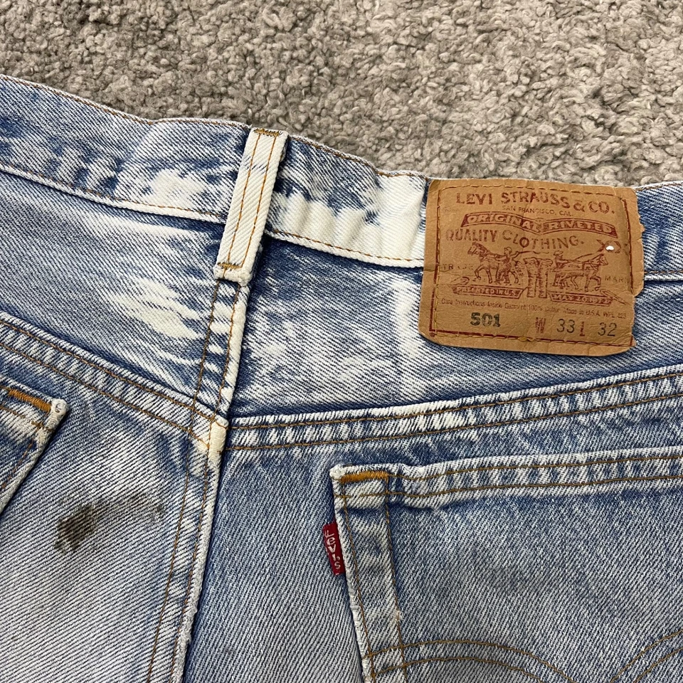 Pantalones Cortos Vintage Años 90 Levi’s 501 Jeans Real 33x5 Corte EE. UU. Foto 3 de 4