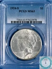 1924-S Peace Dollar PCGS MS63 - Tougher Date Vintage White Flashy!