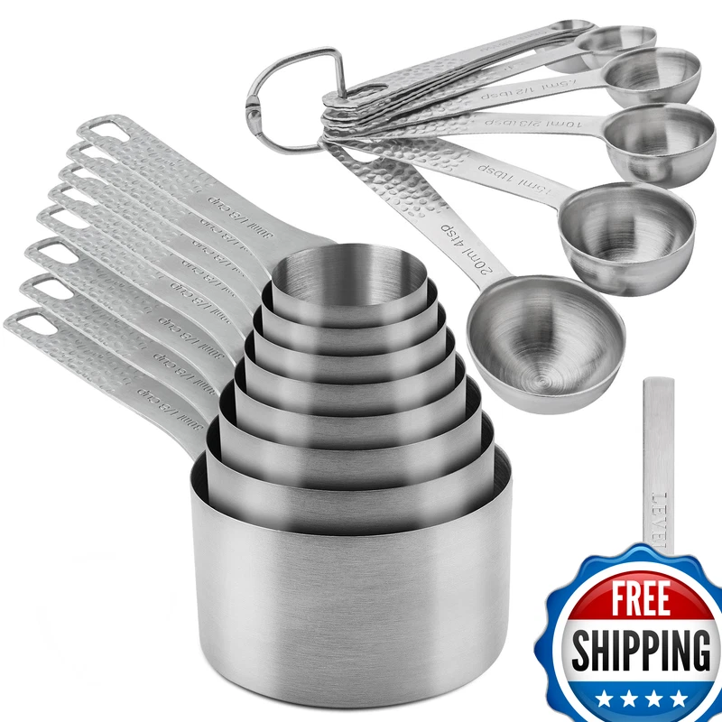 Sunmvehot Measuring Cups And Spoons Set 20 For Dry Liquid Metric Us 18/8