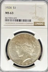 1924 Peace Dollar MS63 NGC MS63 (#PA8677093029)