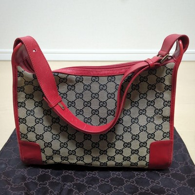 GUCCI Shoulder Bag Red GG Pattern
