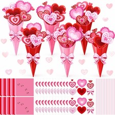 24 PCS Valentine Flower Bouquet Craft Kit DIY Paper Make Your Own Gift Set