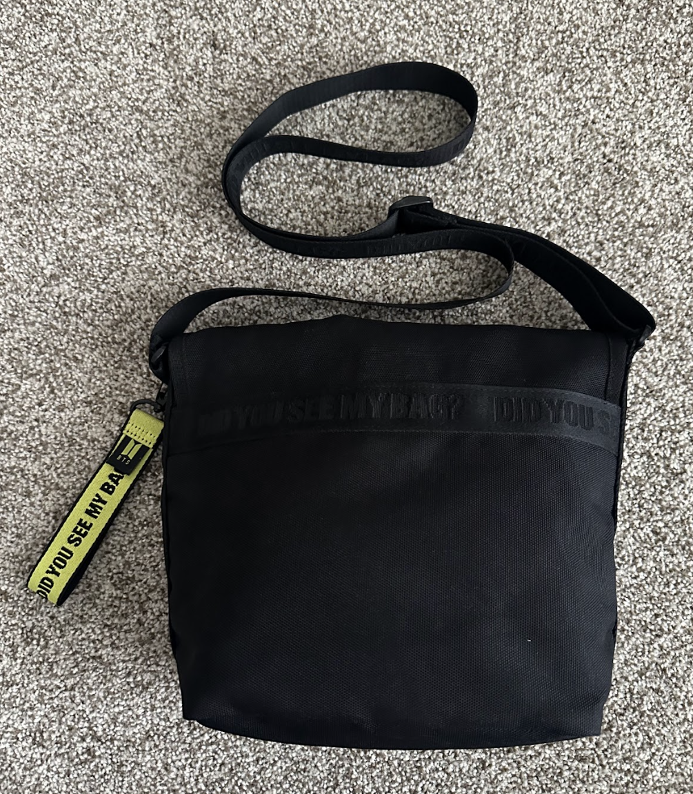BTS Mic Drop Messenger Bag, Black, Crossbody, Nylon, Music