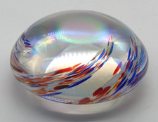 Iridescent Art Glass Paperweight Clear Dome M...