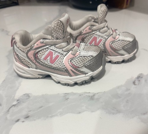 New Balance IZ530EC Toddler 530 Bungee Sneakers White Silver Pink