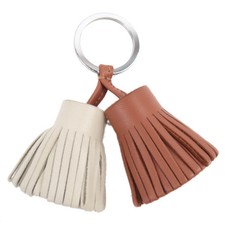 HERMES Carmen Unodos Keyring Bag Charm Agneau Milo Chai Craie Authentic