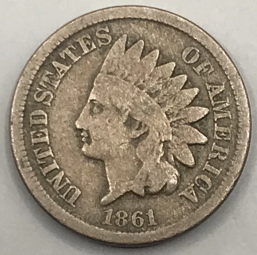 1861 Indian Head Cent Copper-Nickel VG Condition Better Date Nice Surfaces