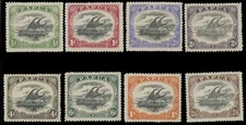 1911 PAPUA, LAKATOI WITH LARGE INSCRIPTION, 1/2P-2S6P COMPLETE SET, NH SC.#41-48