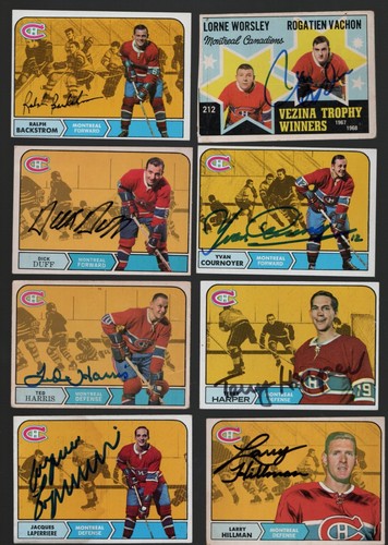 13 Signed 1968 OPC O Pee Chee Topps Montreal Canadiens Cards Cournoyer Worsley!