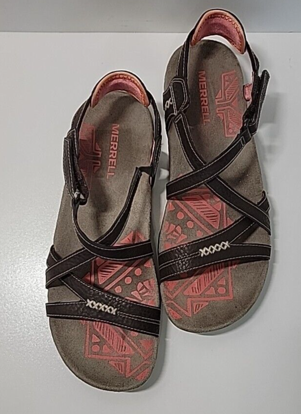 Sandalo in pelle di cacao corallo rosa Merrell senza sabbia taglia US 7 EURO 38 J2896J4C