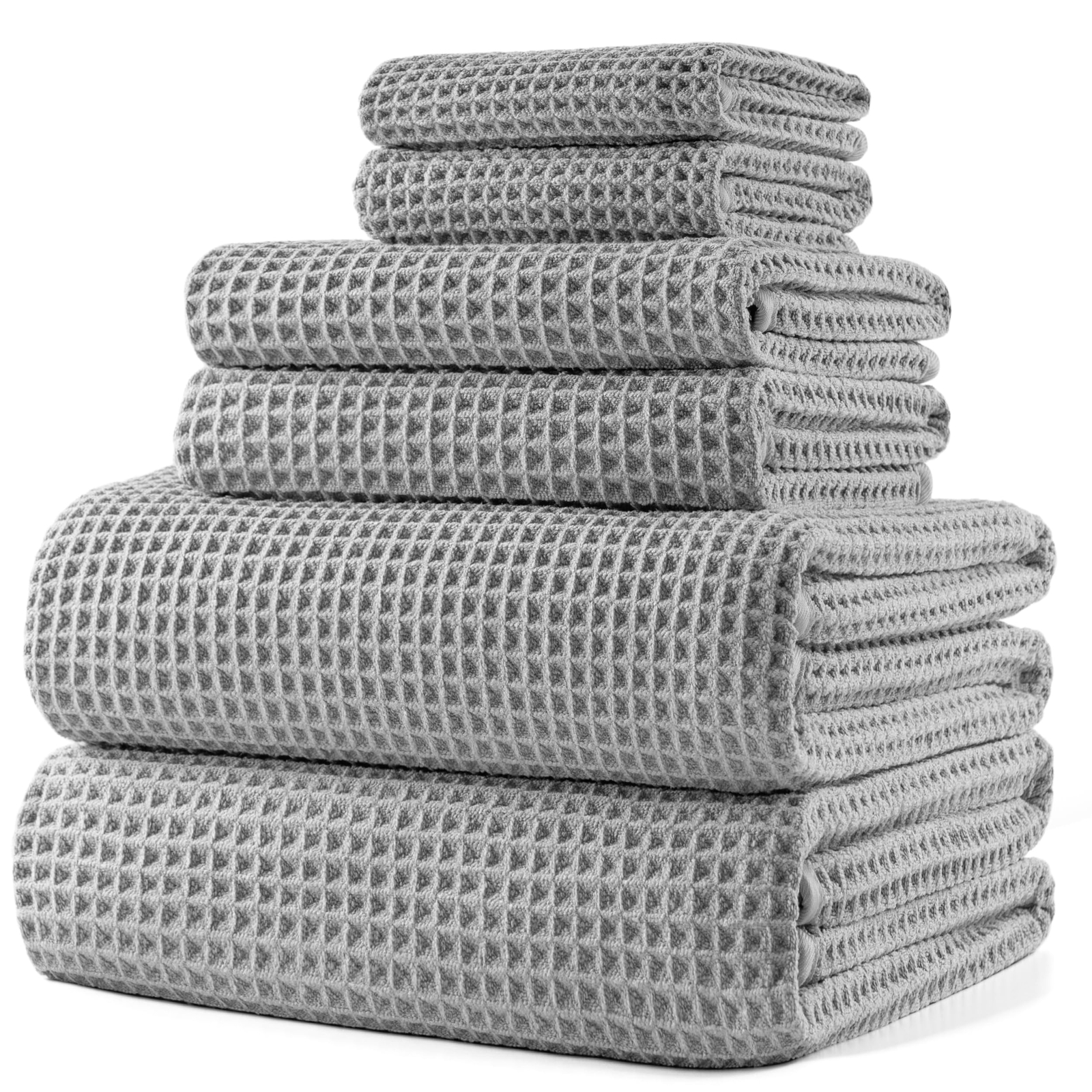 Lot de 6 serviettes de bain gaufrées en microfibre absorbante et compacte