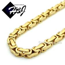 18"-40"MEN Stainless Steel WIDE 8mm Gold Plated Byzantine Box Chain Necklace*T