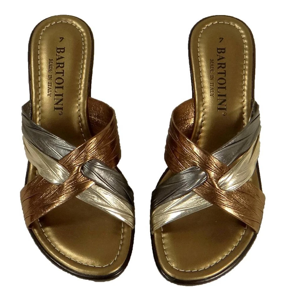 Nuevas Sandalias Para Mujer Bartolini Medianas Sin Cordones Dos Tonos con Tiras Zapatos Informales Donna-1 Foto 2 de 4