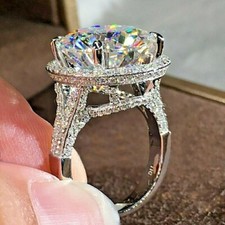 9 MM Round Cut 4 CTW DEF Moissanite Halo Engagement Ring 14K White Gold Plated
