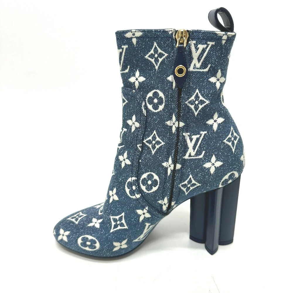 LOUIS VUITTON NL1201 Denim Ankle Boots 36 Blue Women | eBay