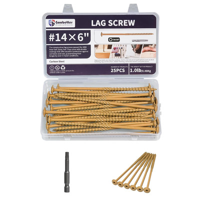 Lag Screws 6 Inch, 25PCS Heavy Duty Construction Screw, Structural Wood Screw #1