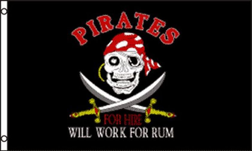 BANDIERA PIRATA FABBRICANTI DI ROM 150x90cm - BANDIERA DEI PIRATI - TESCHIO 90 x
