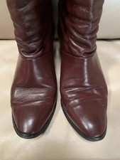 Joyce California Wine Color Leather Boots Size 6M Vintage Pull on