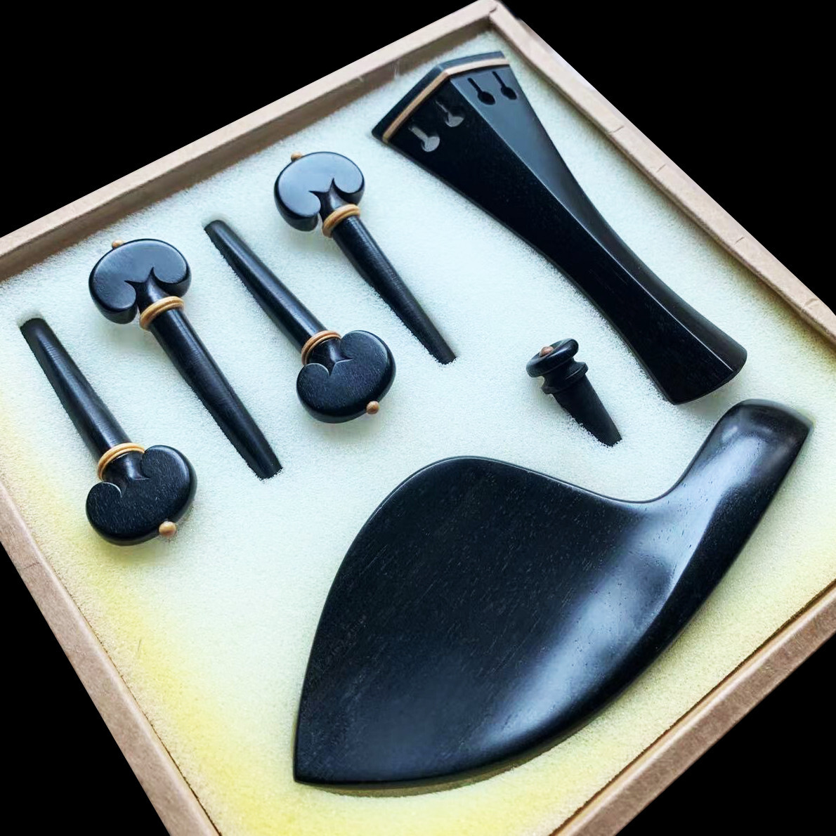◆あご当てCozina型 HillClamp Ebony 4/4 Advanced 4/4 Violin Ebony Wood Fitting Hill Tailpiece