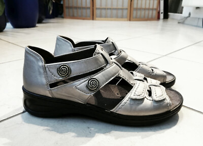 JENNY by ARA Sandalen Luftpolster Größe 39 Größe 6 silber Leder NEU