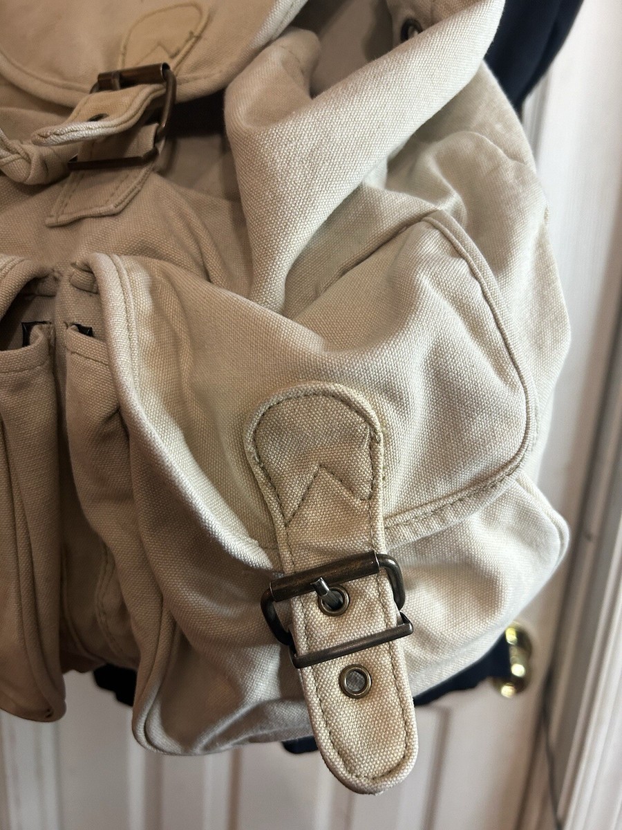 VINTAGE BASIC CLOTHES TOM TAILOR BEIGE BACKPACK SACK | eBay display picture 3