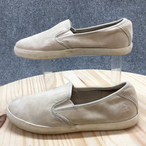 Timberland Shoes Womens 8 Dausette Casual Slip On Loafer Flats Beige Leather - Picture 2 of 17